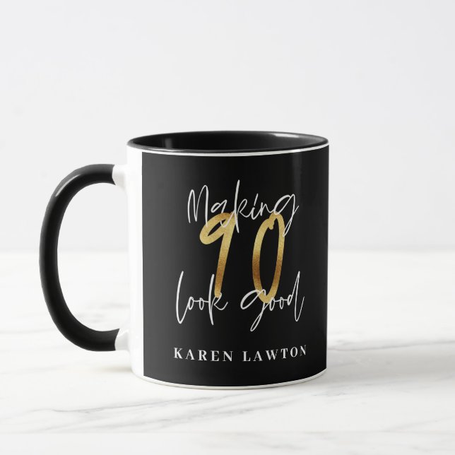 Taza Hacer que 90 parezca un buen cumpleaños de oro  (Izquierda)