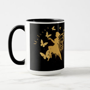 Taza Hada personalizada de mariposa dorada