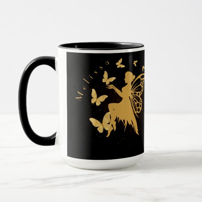 Taza Hada personalizada de mariposa dorada (Izquierda)