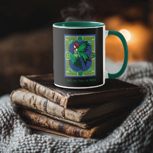 Taza Hada verde celta esmeralda alas fantasía