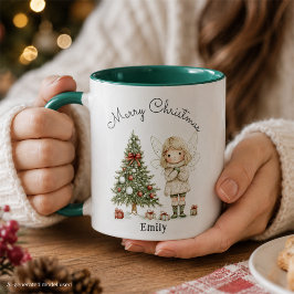 Taza Hada y árbol de Navidad personalizado regalo