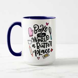 Taza Haga del mundo un lugar de mantequilla, con letras