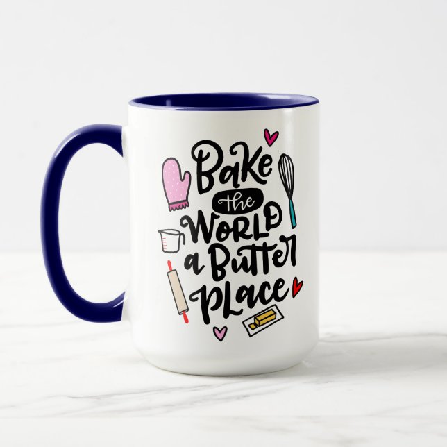 Taza Haga del mundo un lugar de mantequilla, con letras (Izquierda)