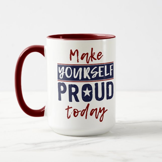 Taza "Háganse orgullosos" personalizado en un monograma (Izquierda)