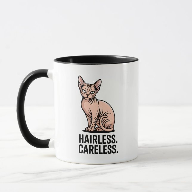 Taza Hairless Careless Sphynx Cat Attitude Art (Izquierda)