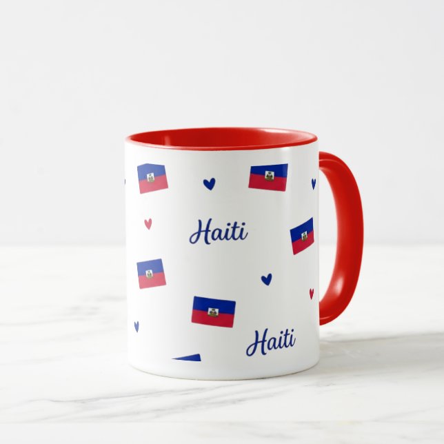 Taza Haiti Roots Pattern Mug | Caribbean Flag (Anverso derecho)