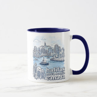 Taza Halifax Canada Simple Blue Skyline Cute Cityscape