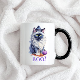 Taza Halloween acuarela birman cat con calabaza