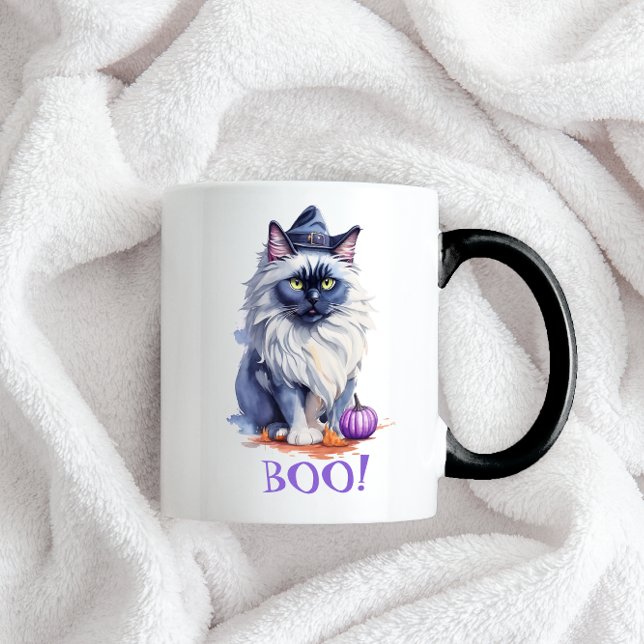 Taza Halloween acuarela birman cat con calabaza (Subido por el creador)