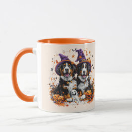 Taza Halloween Bernese Mountain Dogs Witch Ghost