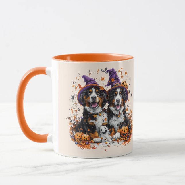 Taza Halloween Bernese Mountain Dogs Witch Ghost (Izquierda)