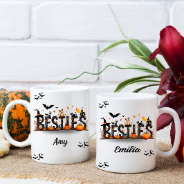 Taza Halloween Besties Nombre gráfico Mug para Amigos