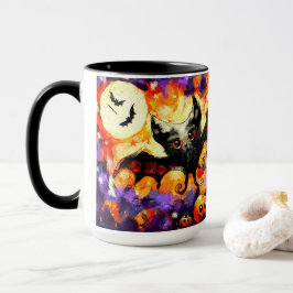 Taza Halloween Big Eye Bat Moon Jack-o-Lantern Bats