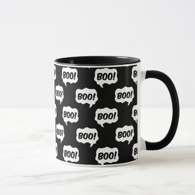 Taza Halloween Boo Speech Bubble Pattern Mug (Derecha)