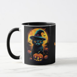 Taza Halloween BREW de WITCHES, gato negro editable