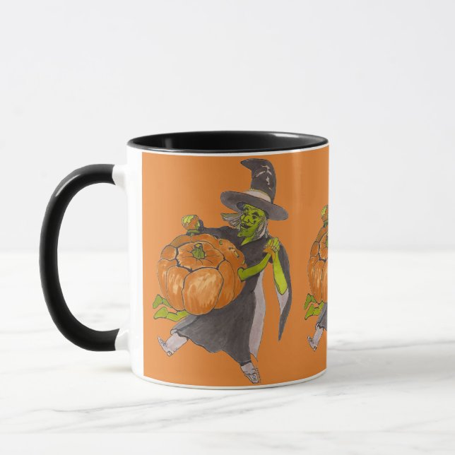 Taza Halloween Bruja y Danza de calabaza divertida dise (Izquierda)