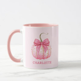 Taza Halloween Calabaza rosa Coquette Bow personalizada