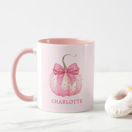 Taza Halloween Calabaza rosa Coquette Bow personalizada