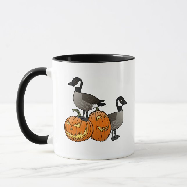 Taza Halloween Canadá Aves Geesas con calabazas (Izquierda)