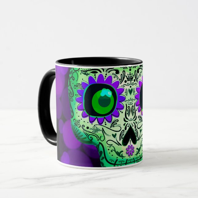 Taza Halloween con la piel de azúcar brillante verde y  (Anverso izquierdo)