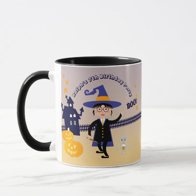 Taza Halloween Costume Boy Wizard Fiesta de cumpleaños (Izquierda)