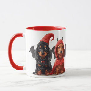 Taza Halloween Dachshund Perro Devil Bat