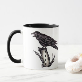 Taza Halloween de Black & White Raven Mug fecha persona