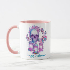 Taza Halloween de calaveras y polillas