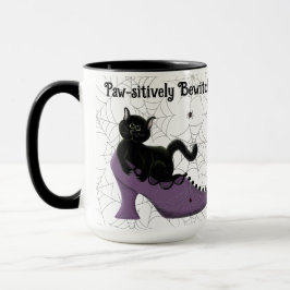 Taza Halloween de gato negro con visión de paw