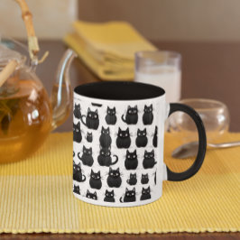 Taza Halloween de gatos negros
