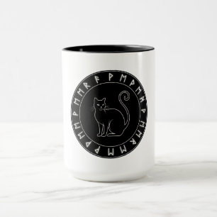 Taza Halloween de la bola de gato negro