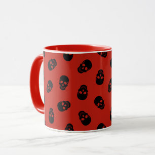 Taza Halloween de la época elegante del cráneo rojo