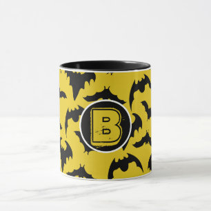 Taza Halloween de murciélagos amarillos y negros
