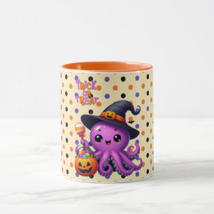 Taza Halloween de pulpo truco o truco