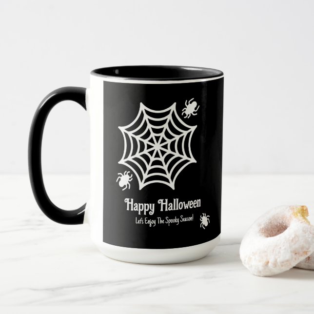 Taza Halloween de Spiderweb personalizado (Con donut)