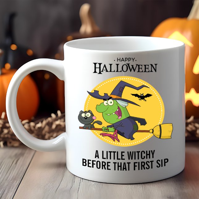 Taza Halloween del gato de Witch Broomstick (Subido por el creador)
