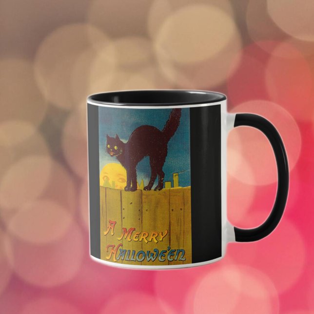 Taza Halloween del gato negro vintage (Subido por el creador)