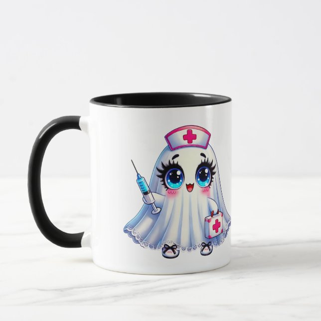 Taza Halloween, enfermera fantasma personalizada (Izquierda)