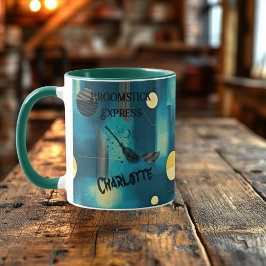 Taza Halloween - Escoba Embrujada Verde Oscuro
