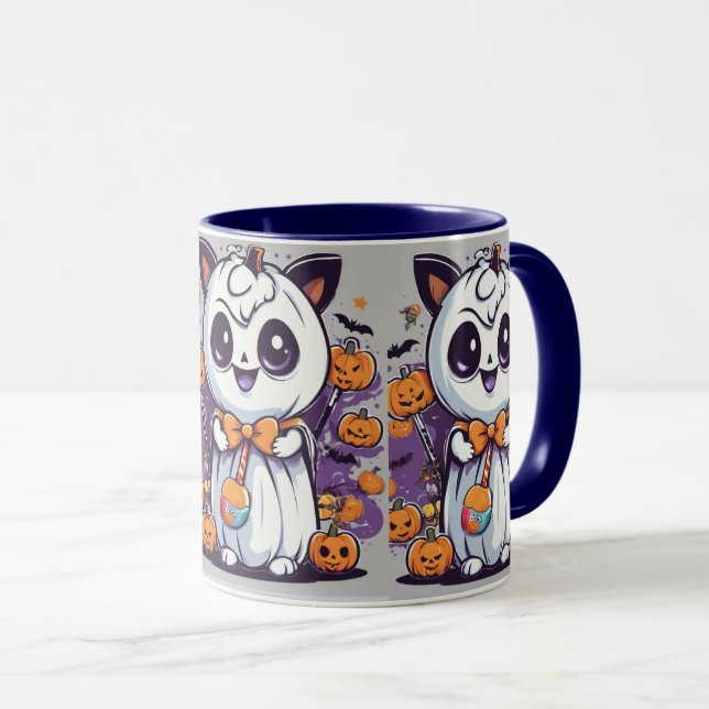 Taza Halloween Ghostly Pumpkin Cat Mug (Anverso derecho)