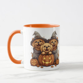 Taza Halloween Golden Retriever Perro Jack O Lantern