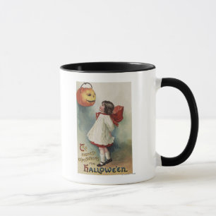 Taza Halloween Greeting Girl in Red and White