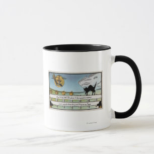 Taza Halloween GreetingCat en la cerca
