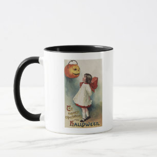Taza Halloween GreetingGirl en rojo y blanco