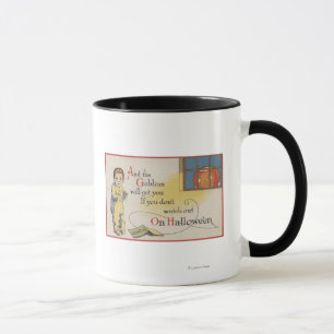 Taza Halloween GreetingGoblin en ventana