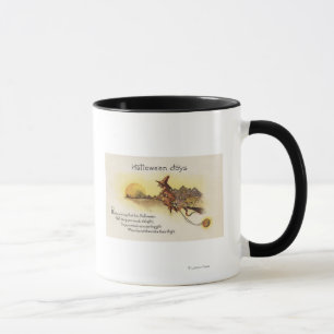 Taza Halloween JoysWitch en la escoba