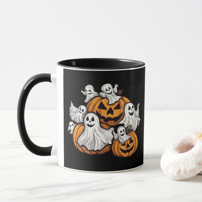 Taza Halloween: Kleine Geister mit Kürbissen -  (Con donut)