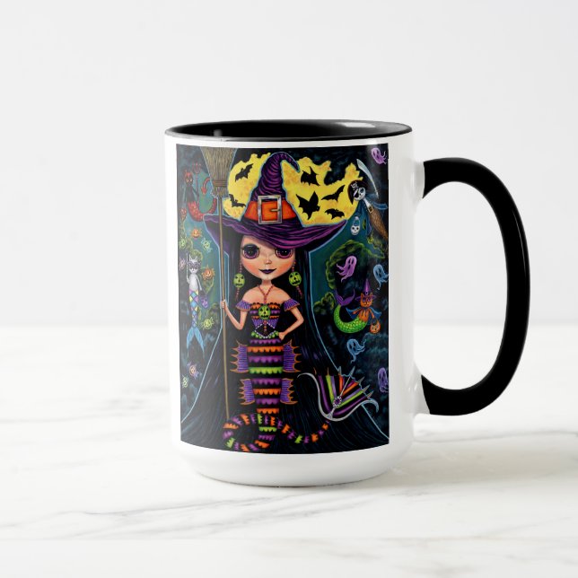Taza Halloween Mermaid Witch Mercats Ghosts Pumpkins (Derecha)