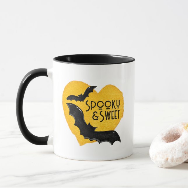 Taza Halloween moderno con fantasía y dulces batas vola (Con donut)