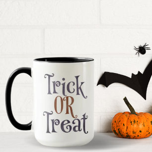 Taza Halloween morado y Naranja de trucos o tratados